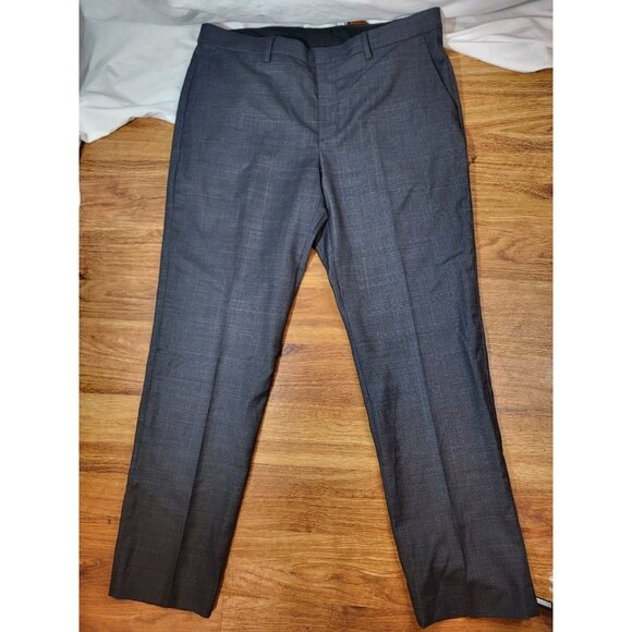 J. Crew Men's Pants 34x30 Bowery Slim-Fit Classic Navy Blue Wool Subtle Plaid - Picture 1 of 5